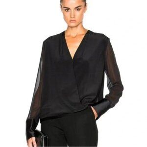 Rag & Bone Blaine Silk Chiffon Surplice V-neck Cocktail Holiday Sexy Blouse Top
